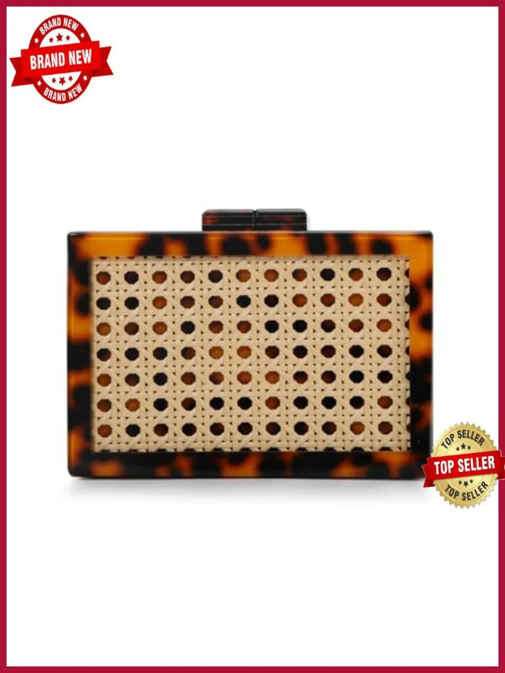 Rattan Acrylic Woven Clutch Purse Crossbody Handbag Beach Summer Bag